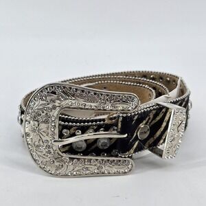 BHW  Wide Bling Rhinestone Studded Belt Western Leather Cowgirl 430 Size Med New